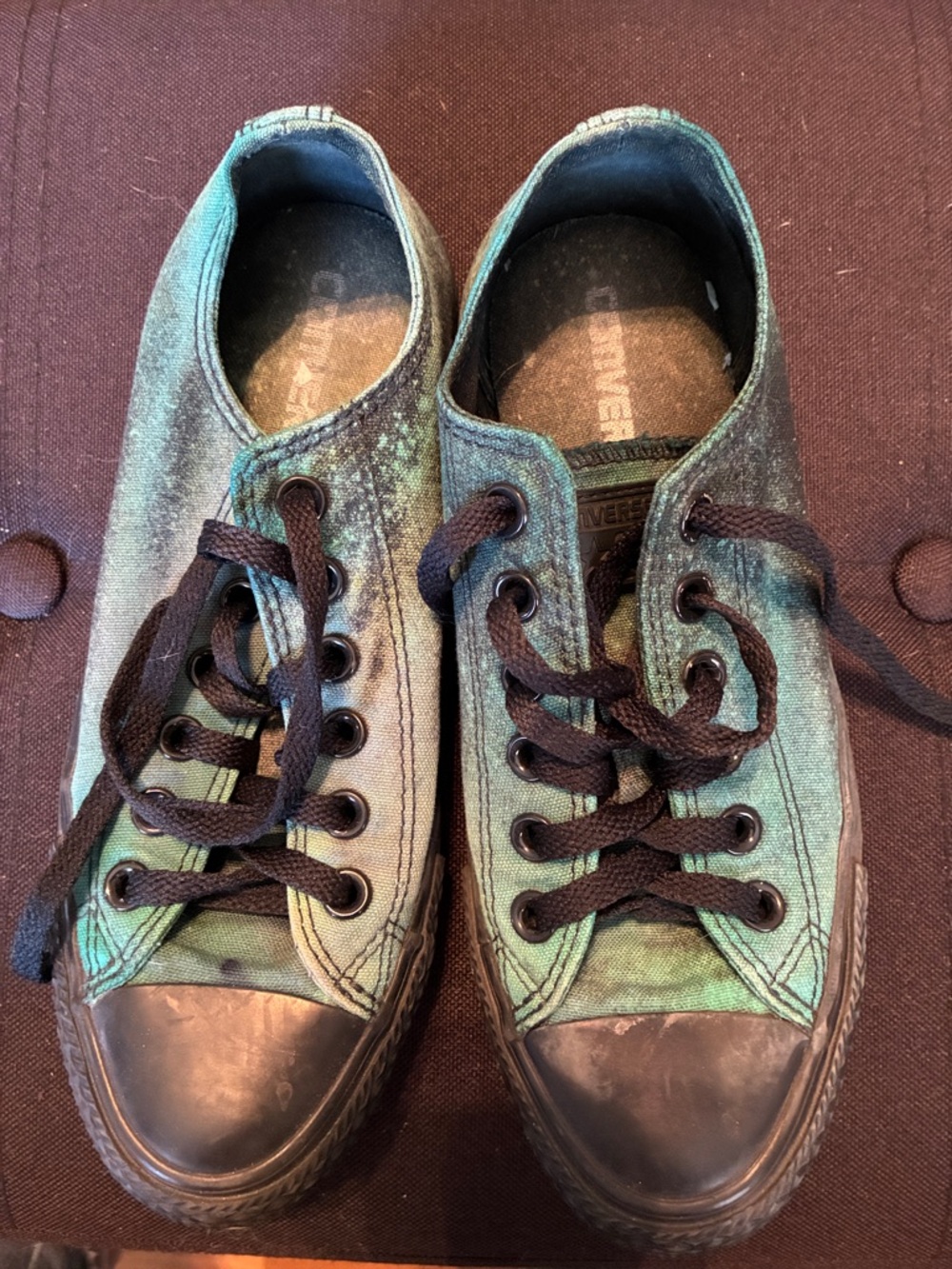 Converse Low Top Canvas Sneakers — Green and Black
